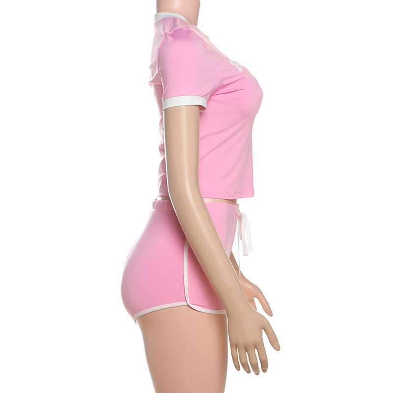 Short Sleeve Cropped Top &  Shorts Sets image 6