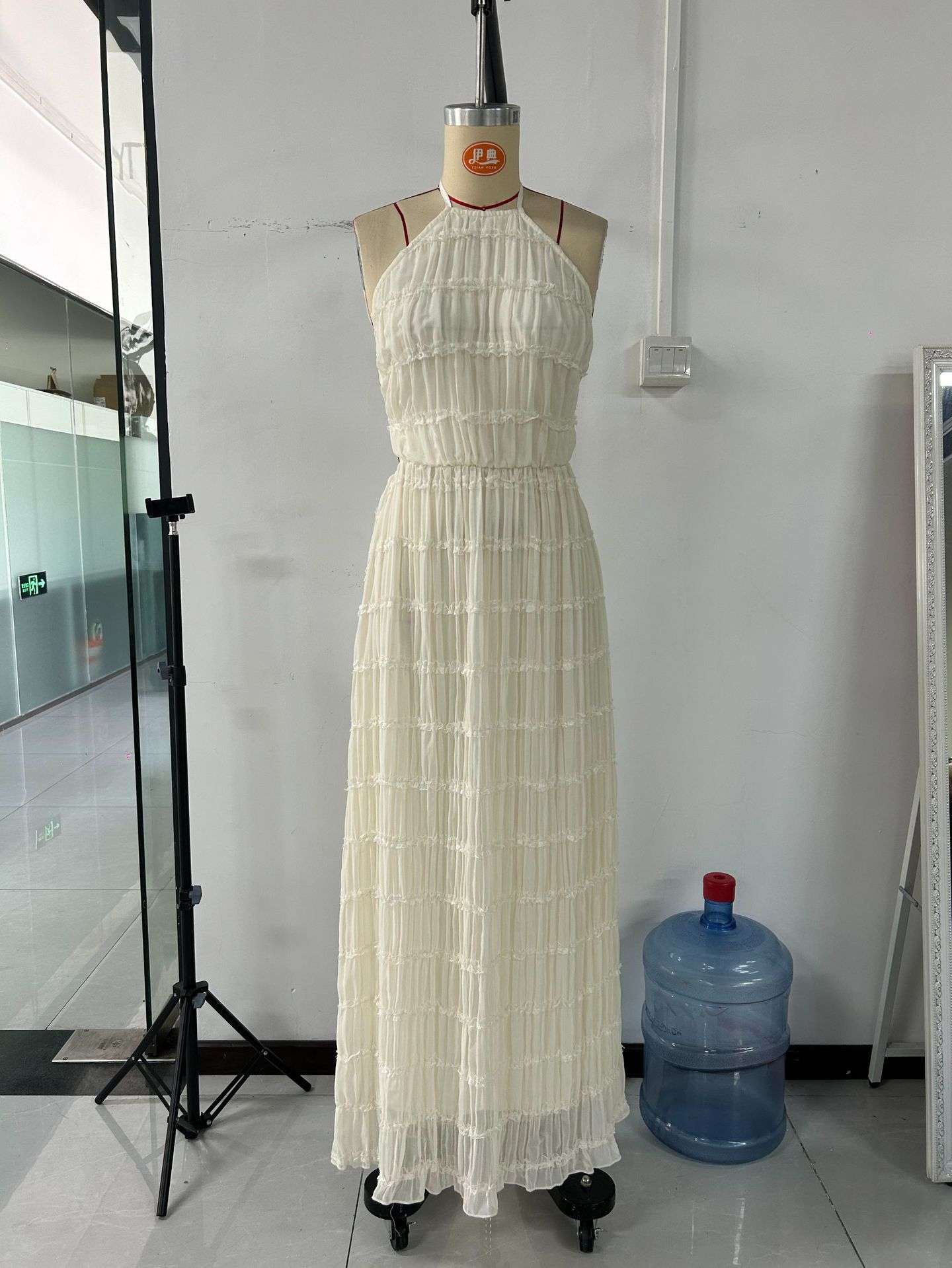 Halter Maxi Dress in Soft Ivory image 3