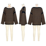 Striped Loose Bat Long Sleeve Sweater image 6