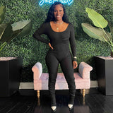 Elegant Ribbed Jumpsuit - L, Black image