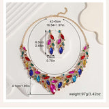 Crystal Leaf Necklace & Earring Set - Free Size, Rose image