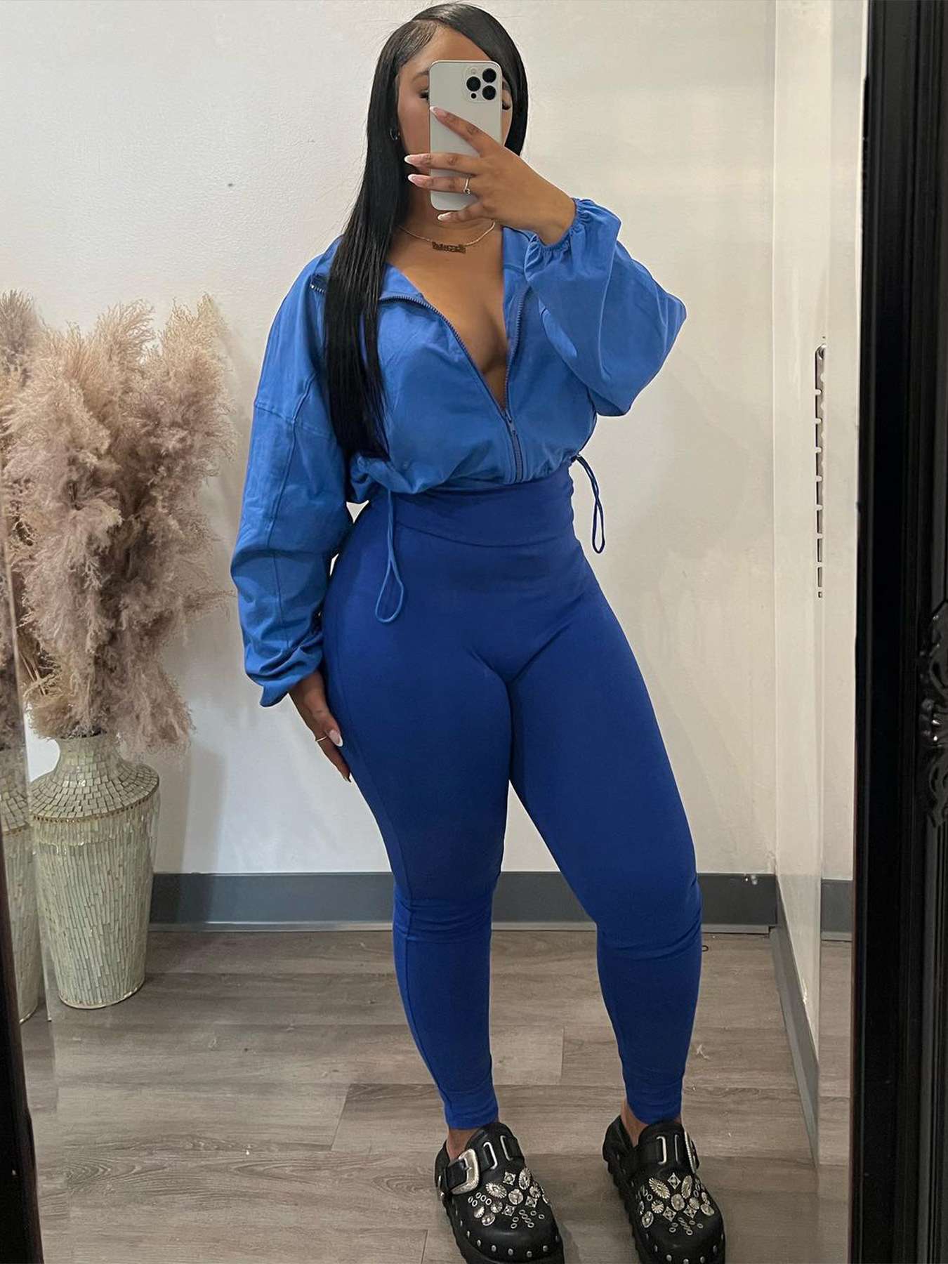Long Sleeve Zipper Sweatsuit Tracksuits - S, Blue image