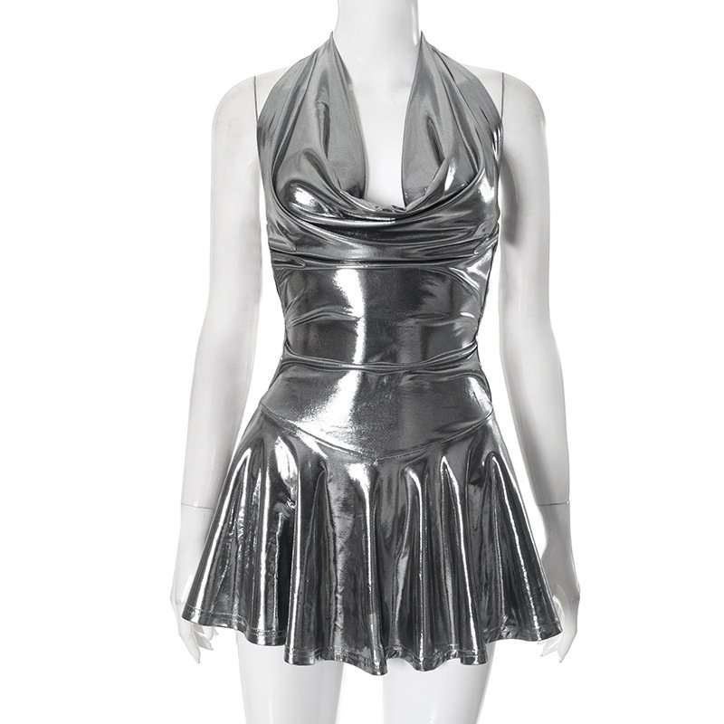 Metallic Halter Mini Dress image 4