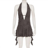 Textured Halter Dress with Ruffled Hem image 6