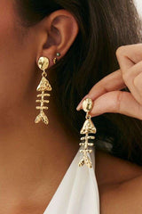 Gold Fishbone Dangle Earrings image 1