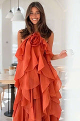 Ruffle Rose Halter Maxi Dress image 0