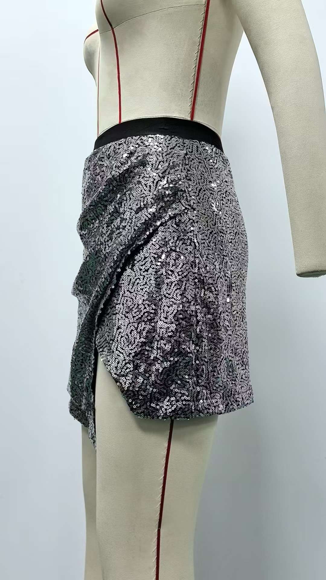 Sparkling Sequin Asymmetrical Skirt image 6