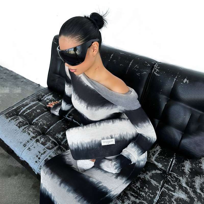 Monochrome Seduction Maxi Dress image 2