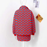 Casual Heart-Shaped Print Zipper Jacket Skirt Set image 2