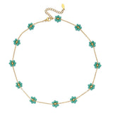 Gold Necklace with Pearl and Floral Crystal image 1