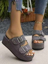 Metal Buckle Open-Toe Fashionable Wedge image 0