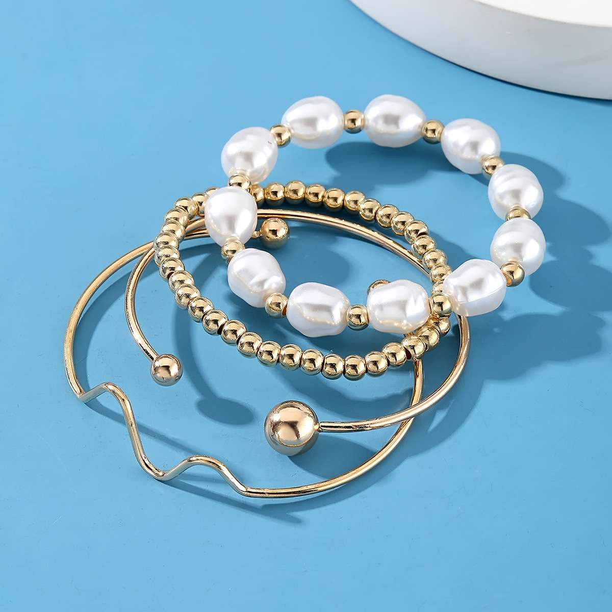 Elegant Mixed Bead & Bar Bracelets Set image 2