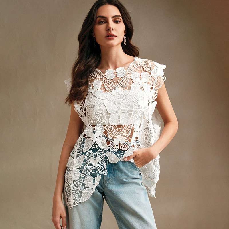 Butterfly Lace Crochet Top image 0