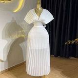 Pleated Maxi Dress with  Back Tie Detail image 4