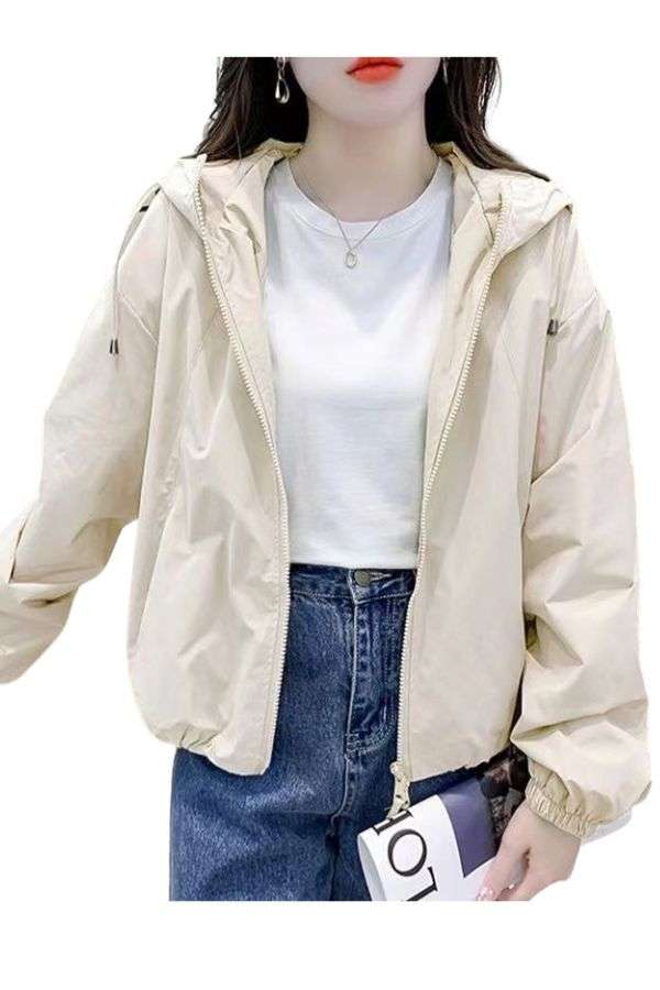 Hooded Zipper Thin Jackets image 6