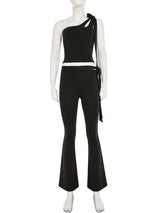 One-Shoulder Cutout Top & Flared Pants Set image 2