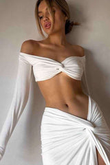 Sexy Two Piece Resort Summer Midi Skirt Crop Top Set image 1