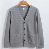 V Neck Down Sweaters Cardigan - XL, Grey image