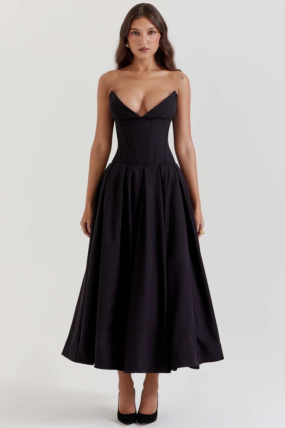 Corset-Style Evening Gown - S, Black image