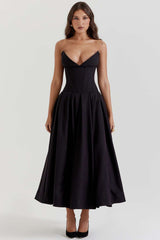 Corset-Style Evening Gown - S, Black image
