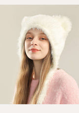 Cozy Faux Fur Snow Hat - Free Size, White image