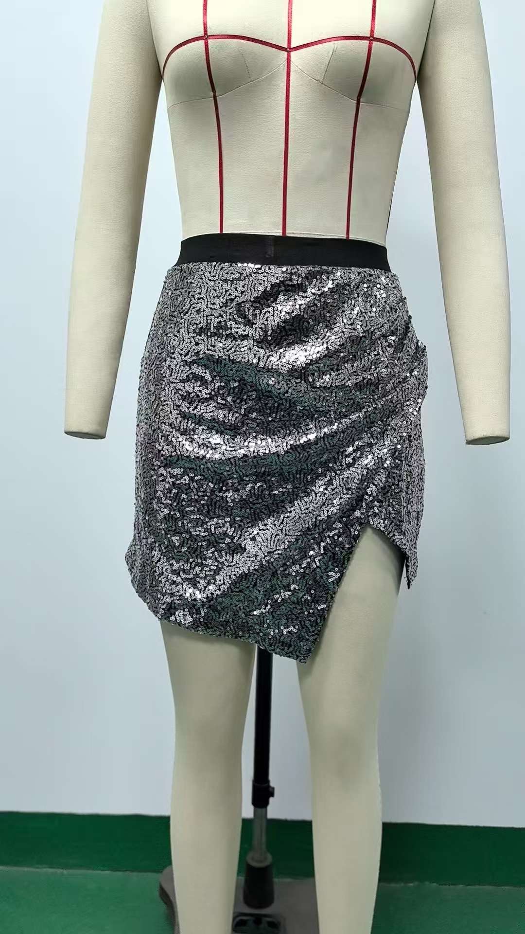 Sparkling Sequin Asymmetrical Skirt image 4