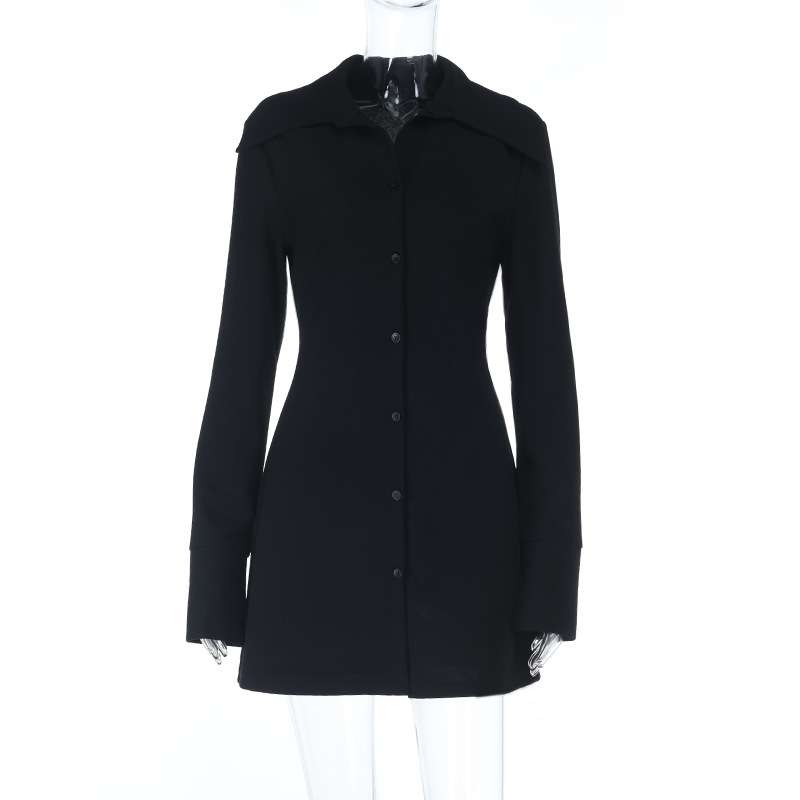 Classic Black Button-Down Dress image 4