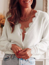 Elegant White Button-Up Sweater image 2