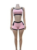 Two-Piece Crop Top and High-Waist Shorts Set image 3