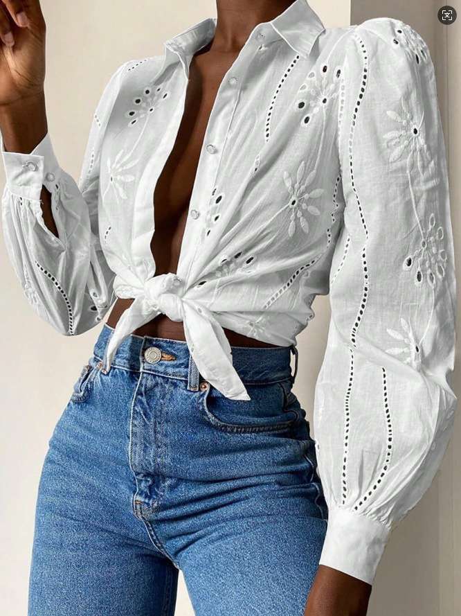 Elegant White Tie-Front Blouse image 0
