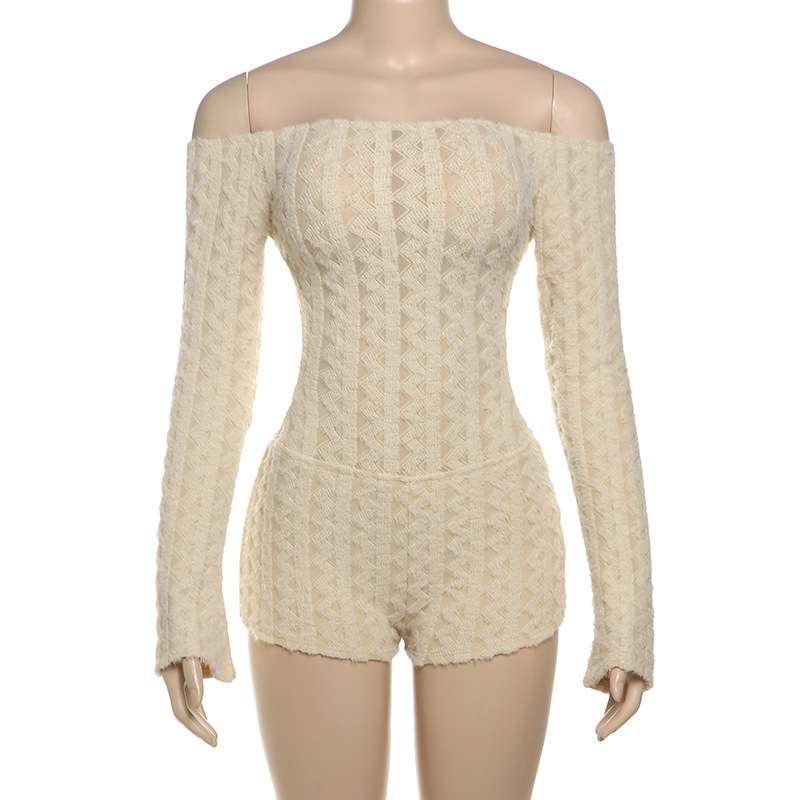 Solid Backless Slim-Fit Off-Shoulder Rompers image 7