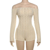 Solid Backless Slim-Fit Off-Shoulder Rompers image 7