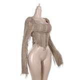 Fringe Fantasy Hooded Crop Top image 3