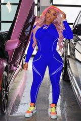 Casual Solid Long Sleeve Contrast Sexy Romper image 0