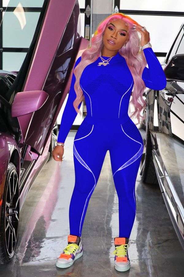 Casual Solid Long Sleeve Contrast Sexy Romper image 0