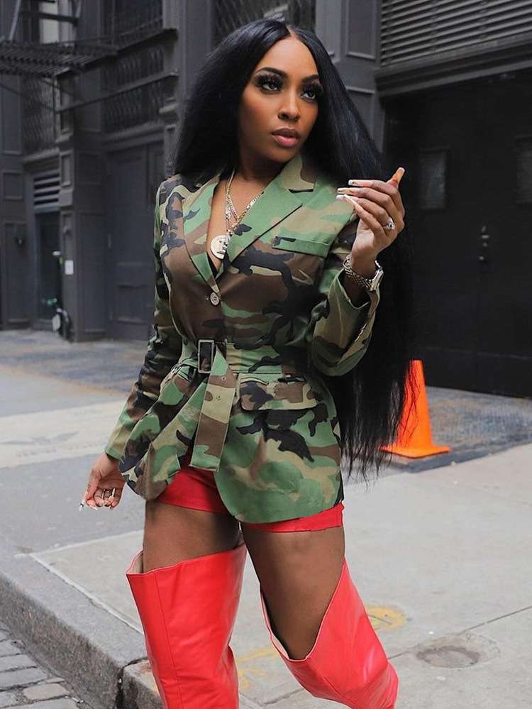 Casual Camuflague Coat With Belt Cardigan Jacket image 3