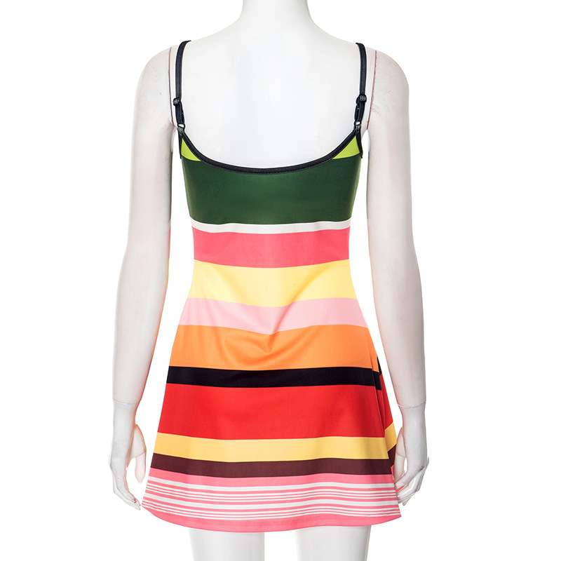 Vibrant Striped Summer Dress with Colorful Pattern image 4