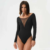 Long Sleeve Bodysuit with Mesh Detail image 5
