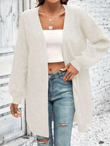 Open Front Knit Cardigan - S, Off-White image
