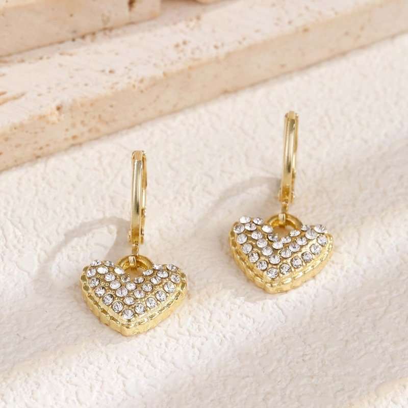 Gold Heart Drop Earrings image 4