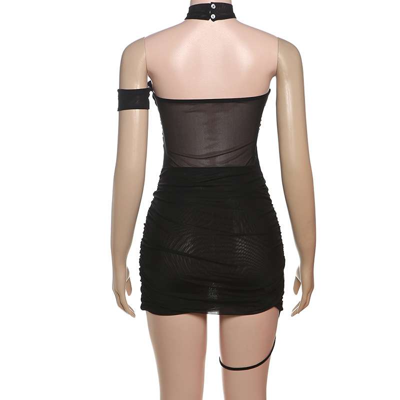 Ruched Mesh Cut-Out Bodycon Dress image 5