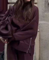 Lounge Set with Oversized Sweater & Trousers - M, Brown image