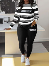 Casual Striped Long Sleeve Jogging Set image 5