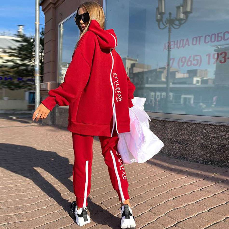 Fashion Swag Tracksuit with Hood - L, Red image
