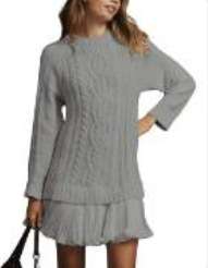 Cable Knit Sweater Dresswith Pleated Hem image 5