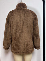 Stylish Brown Faux Fur Zip-Up Jacket image 4