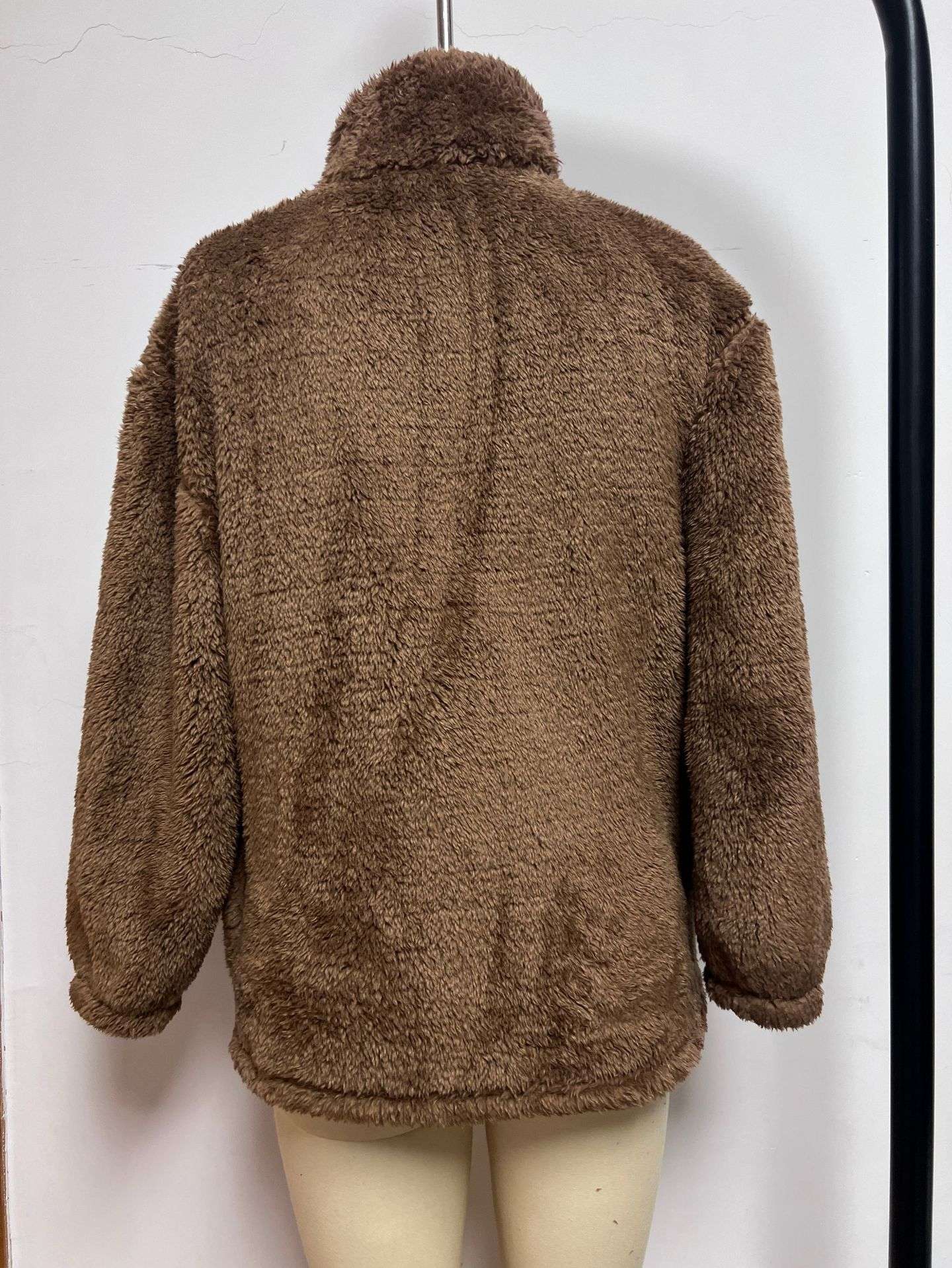 Stylish Brown Faux Fur Zip-Up Jacket image 4