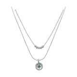 Double Layer Silver Necklace with Beaded & Pendant Design image 4