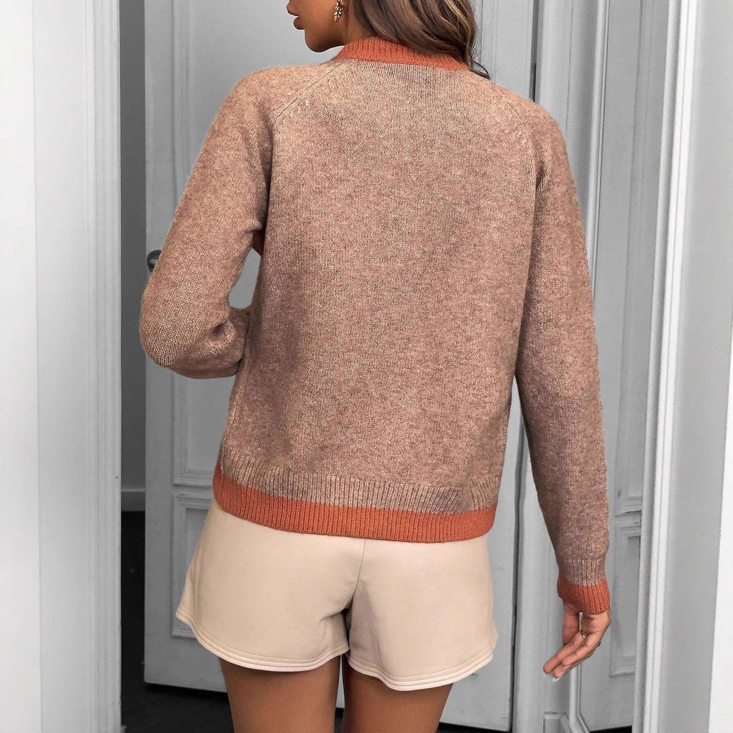 Color-Blocked Button-Front Sweater image 2