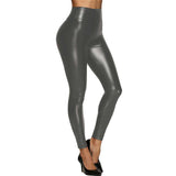 Faux Leather High-Waisted Skinny Pants - L, Grey image